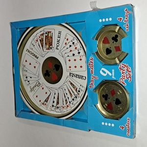 HOST PICK Vintage MCM poker cards Tray set & 4 coaster & 4 ashtrays